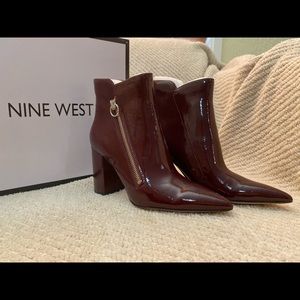 Nine West Russity Bootie in Claret Patent